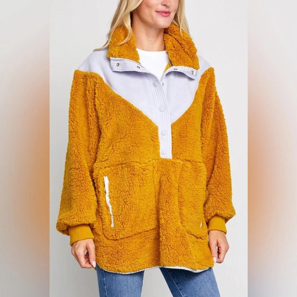Free People Rise to Fall Sherpa sz Small Honey Lavender High Pile Pullover